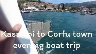 Kassiopi to Corfu town, evening trip by boat, June 2022.