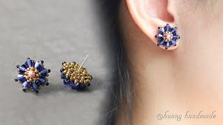Moonlight beaded stud earrings. Simple and easy to make beaded jewelry
