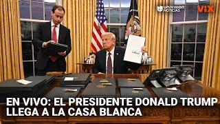 El presidente Donald Trump regresa a la Casa Blanca