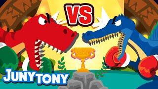 Tyrannosaurus vs. Spinosaurus | JunyTony Versus Series Ep.3 | Dinosaur Song | JunyTony