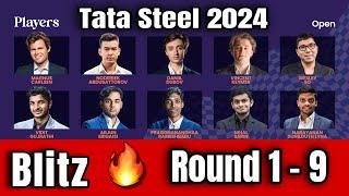  Tata Steel Chess India 2024 | Blitz | Round 1 - 9 ( Magnus – Arjun – Nodirbek - Wesley – Pragg )