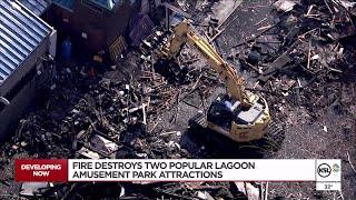 Two popular Lagoon attractions a total loss after crews battle pair of blazes