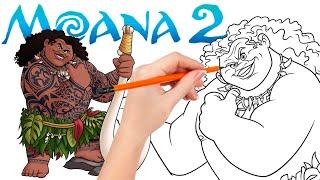 How to draw Maui, the demigod of wind and sea  - Moana_Vaiana 2