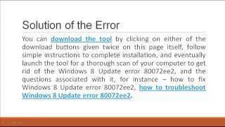 Solve and Fix Windows 8 Update error 80072ee2