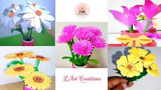 5 Different & Beautiful Paper Flower Craft Ideas  | Paper Flowers | DIY Paper Flowers | Paper Craft