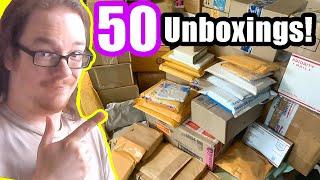 Unboxing 50 Mystery Packages - One is SIX YEARS Old!