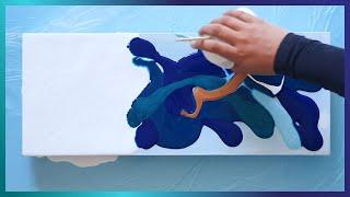 OCEAN  Acrylic Pour Blowdryer Technique | How to make a Fluid Ocean painting