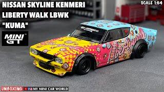 『MY MINI CAR WORLD』UNBOXING MINI GT 1/64 NISSAN SKYLINE KENMERI - LIBERTY WALK LBWK "KUMA"