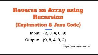 Reverse an Array using Recursion - Java Code