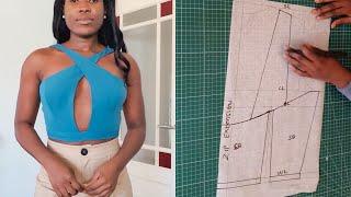 how to draft a crisscross crossover shoulder top