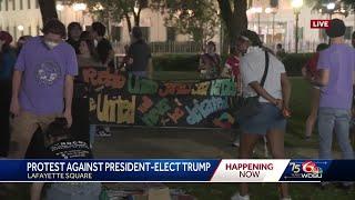 Protesters gather at Lafayette Square after Donald Trump elected president