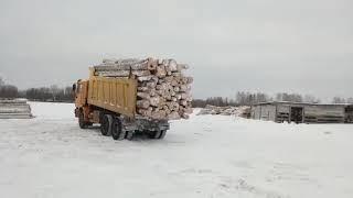 Выгрузка леса автомобиль шахман