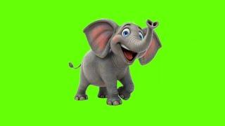 Joyful Jungle Elephant on Green Screen #greenscreenvideo #elephantgreenscreen