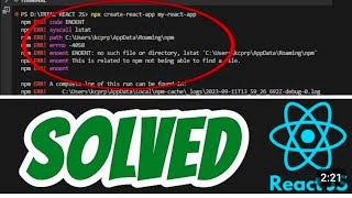 Npx create-react-app not working error in Terminal React JS SOLVED || solution #viral