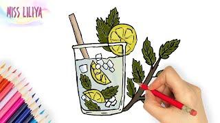 Як намалювати НАПІЙ МОХІТО | Малюємо прості малюнки | How to draw a MOJITO DRINK