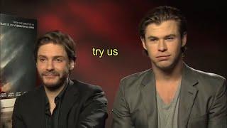 Daniel Bruhl and Chris Hemsworth being brothers