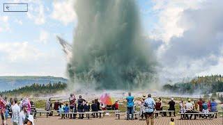 Horrible Today: Live Footage Yellowstone Giant Geyser Eruption Spit Boiling Water 700 Meter Into Sky