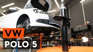 How to change a front shock strut on VW POLO 5 Saloon  [TUTORIAL AUTODOC]