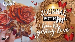 ASMR Aesthetic Journaling Red Rose Spread Collage Scrapbooking | Journal With Me Relaxing & Calming