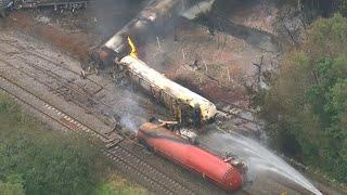 Homes evacuated after freight train catches fire in Wales