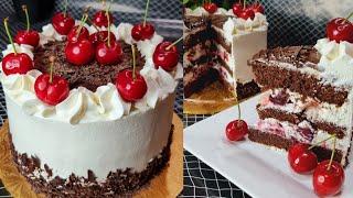 BLACK FOREST CAKE (with fresh cherries & Whipped Creamcheese Frosting )