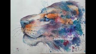 Как нарисовать льва  акварелью  ~ Watercolor Speedpaint Lion ~ Watercolor lesson