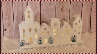 HOW TO MAKE A LIGHTED CHRISTMAS VILLAGE WITH CARDBOARD / CHRISTMAS CRAFTS