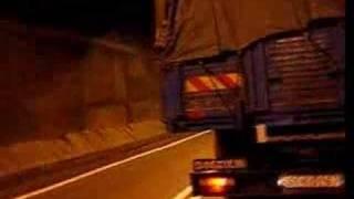 2 km Tunnel bicycle ride behind a truck