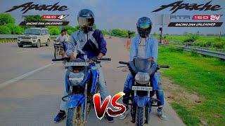 tvs appache 160 4v vs tvs appache 160 2v || DRAG RACE ||