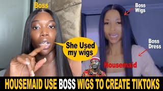 Nigeria Housemaid Caught Wearing Her Boss Wigs & Clothes To Make Tiktok Videos