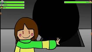 glitchtale sans flowey and frisk vs chara with healthbars