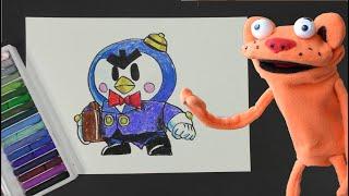 Как нарисовать Мистера Пи из Бравл Старс с котом Василием, How to draw MR.P. , draw Brawl stars