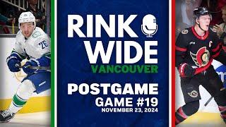 RINK WIDE POST-GAME: Vancouver Canucks at Ottawa Senators | Game 19 - Nov. 23, 2024