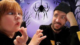 SPiDER ADLEY vs BAT DAD!!  Playing Spooky Halloween games on Roblox! Trick or Treat inside elevator