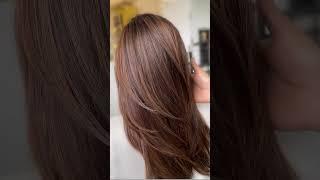 Brown hair colour transformation #hairstyling #hair