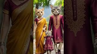 Cute kitten's enjoying with parents couple cat   #cute #kittenslovers #family #shorts #cats