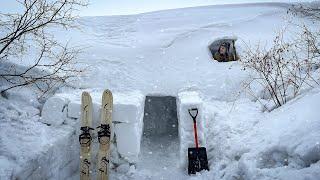 2 DAYS in the Snow cave / Giant Winter Bushcraft Shelter ASMR