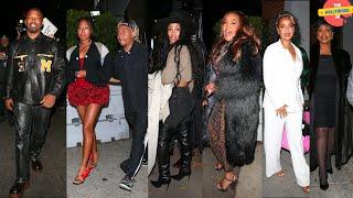 JAMIE FOXX LEAVING HIS 57TH BIRTHDAY PARTY AT MR CHOW WITH NAOMI OSAKA & CORDAE,  MEAGAN GOOD & MORE