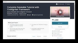 Udemy Course - Complete DataTable Tutorial with CodeIgniter Framework