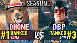 T8  DHOME50HBK (#1 Ranked Kuma) vs DBP (#3 Ranked Law)  Tekken 8 High Level Gameplay