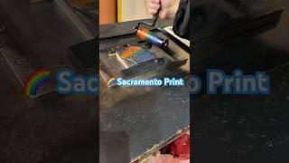 Letterpress printing a Sacramento photo engraving with rainbow ink 