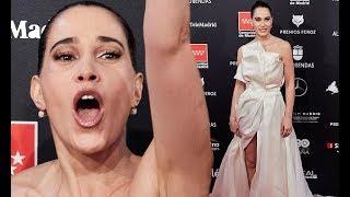 Spanish actress Celia Freijeiro suffers an awkward wardrobe malfunction when her strapless dress fal