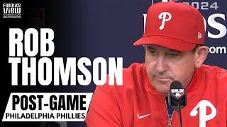 Rob Thomson Reacts to Philadelphia Phillies Being ELIMINATED from MLB Playoffs, Losing vs. NY Mets