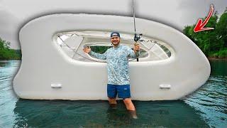 Camping On My European Imported INFLATABLE HOUSEBOAT!! (catch n cook)