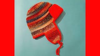 Шапка-ушанка крючком. Crochet hat with earflaps.