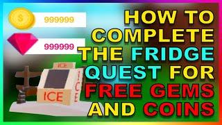 HOW TO COMPLETE THE FRIDGE QUEST ON ERUPTION ISLAND *FREE GEMS & COINS* | FISHING SIMULATOR