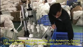 LED bulb automatic punching and glue dispensing machine for A-bulb, or T-bulb