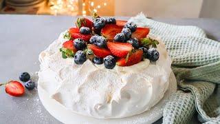 Classic PAVLOVA Recipe | Perfect Meringue Dessert with Whipped Cream and Berries