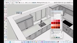 3. Beginner Sketchup Tutorial -  Adding Cornice to kitchen cabinets in a Sketchup model