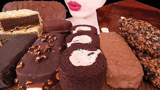 ASMR MUKBANG｜CHOCOLATE PARTY * ICE CREAM CREPE CAKE MONAKA 초코 크레이프 초코롤 케이크 초코아이스크림 EATING SOUNDS 먹방